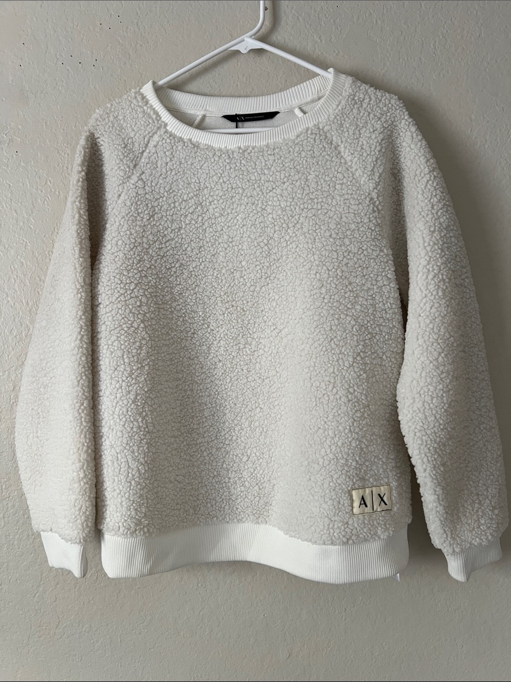 NWOT A/X Armani Exchange Cream Sherpa Crewneck Sweatshirt